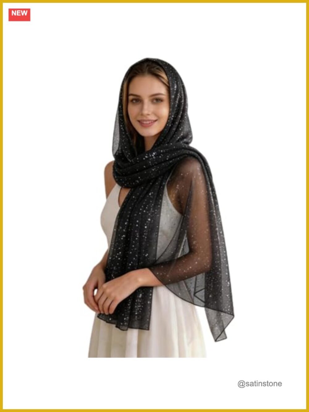 Women Sequin Scarf Sparkly Sheer Mesh Glitter Shawl Wrap Evening